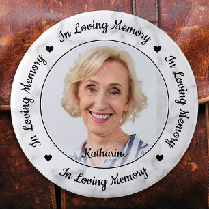 Custom Photo Marble In Loving Memory Memorial  2 Inch Round Button