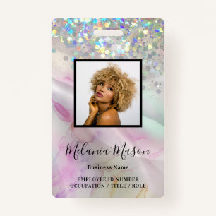 Custom Photo Marbled Holographic Glitter Staff Badge