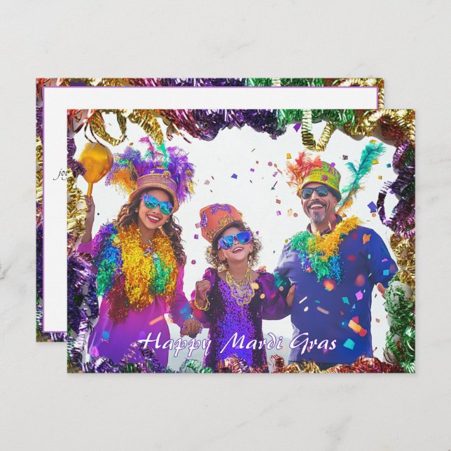Custom photo💚💜💛 Mardi Gras Memories Postcard (Front/Back)