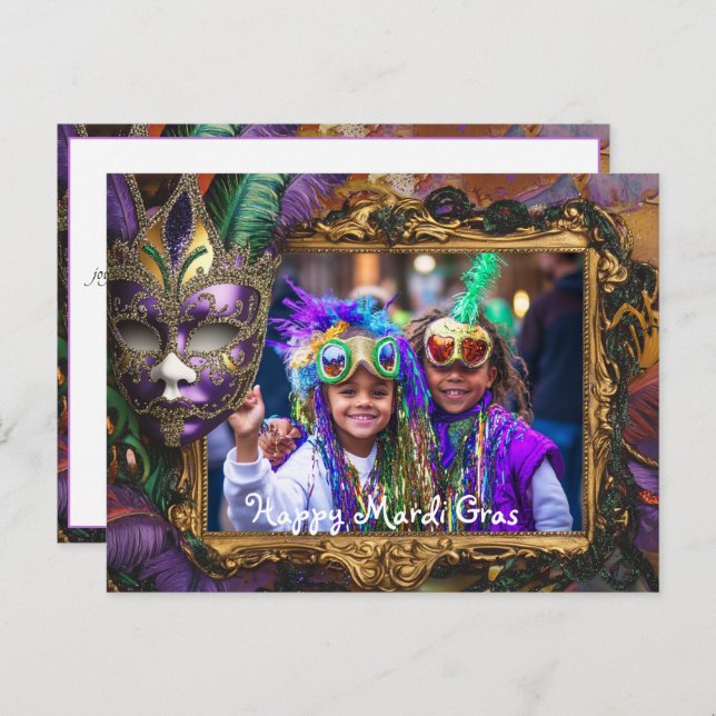Custom photo Mardi Party Delight Postcard (Front/Back)