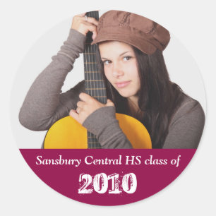 Custom photo maroon red graduation memory keepsake classic round sticker