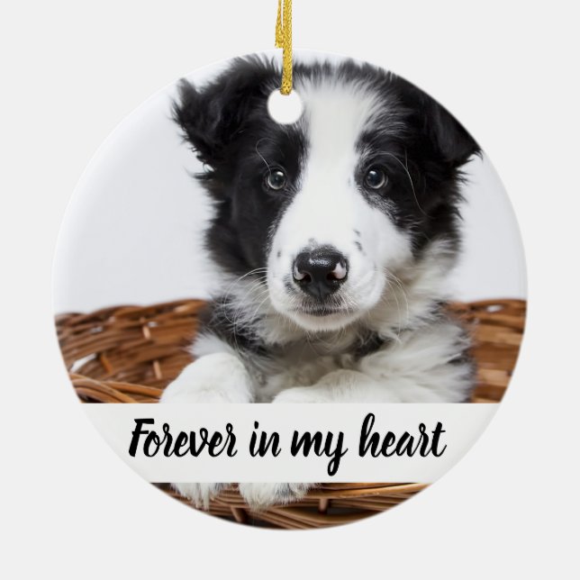 Custom photo memorial dog pet ceramic ornament (Back)
