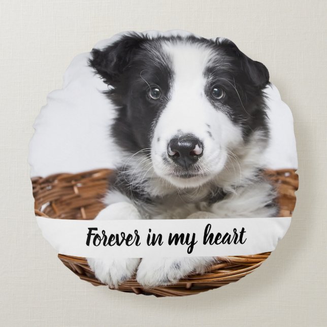 Custom photo memorial dog pet round pillow (Front)