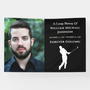 Custom Photo Memorial Funeral Forever Golfing Banner