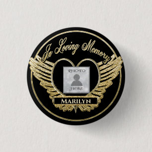 Custom Photo Memorial Heart 1 Inch Round Button