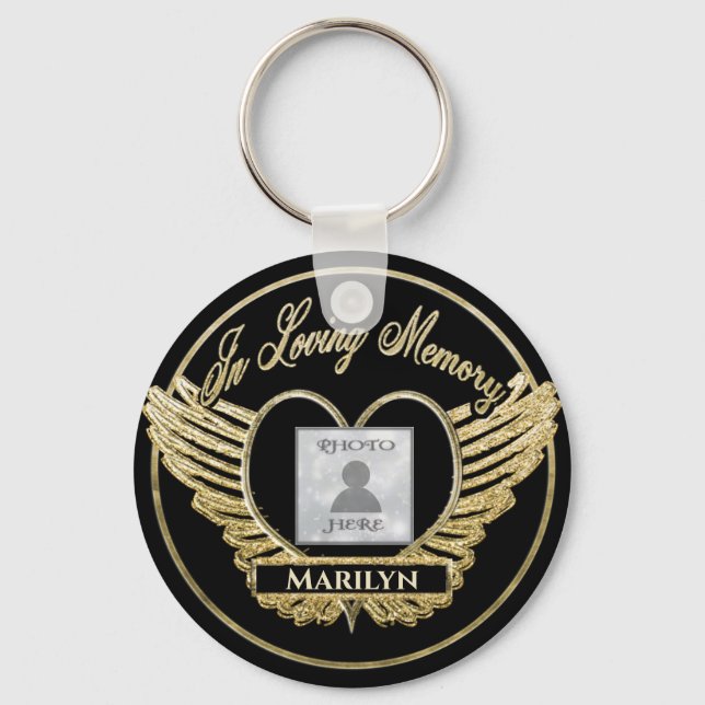 Custom Photo Memorial Heart Keychain (Front)