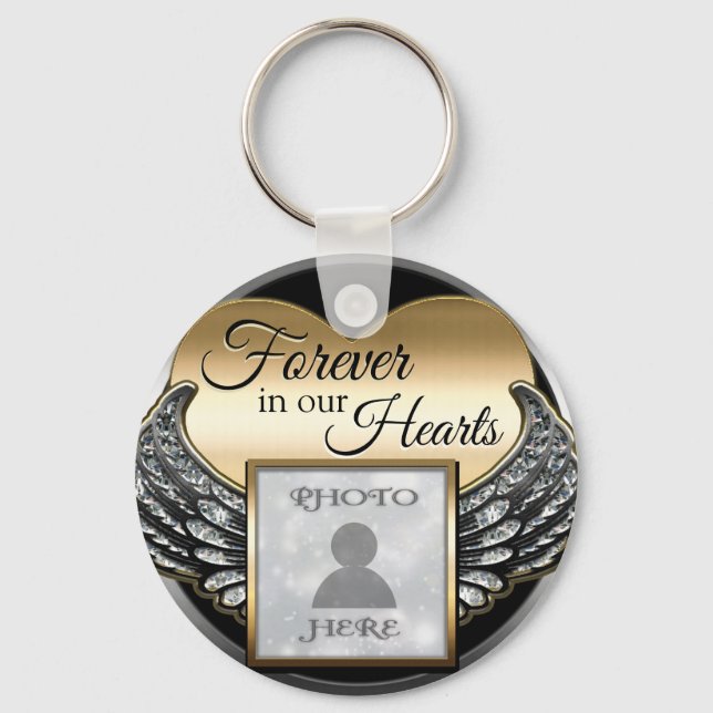 Custom Photo Memorial Heart Keychain (Front)