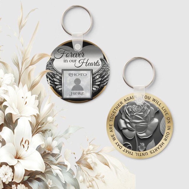 Custom Photo Memorial Heart Keychain (Creator Uploaded)