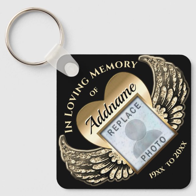 Custom Photo Memorial in Loving Memory Heart Keychain (Front)