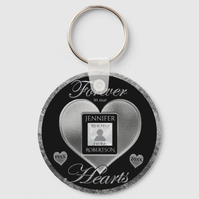 Custom Photo Memorial in Loving Memory Silver Keychain (Front)