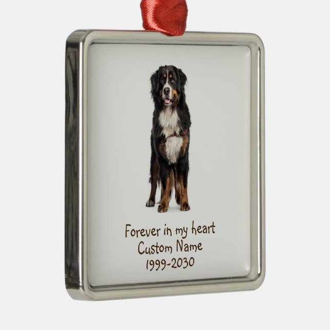 Custom Photo Memorial Keepsake  Dog Metal Ornament (Right)