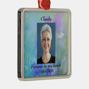 Custom Photo Memorial Keepsake Forever in my Heart Metal Ornament