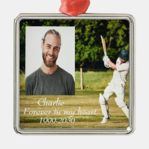 Custom Photo Memorial Keepsake Forever in my Heart Metal Ornament