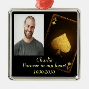 Custom Photo Memorial Keepsake Forever in my Heart Metal Ornament