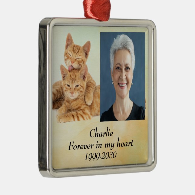 Custom Photo Memorial Keepsake Forever in my Heart Metal Ornament (Right)