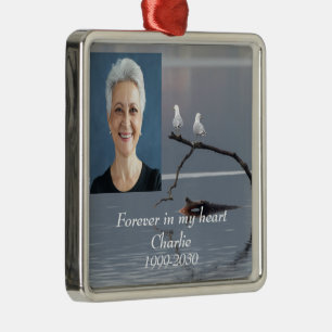 Custom Photo Memorial Keepsake Forever in my Heart Metal Ornament