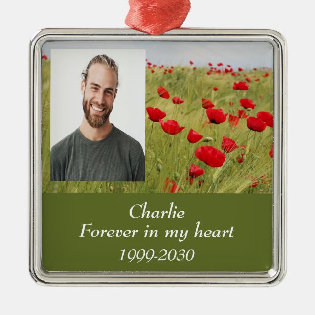 Custom Photo Memorial Keepsake Forever in my Heart Metal Ornament (Front)