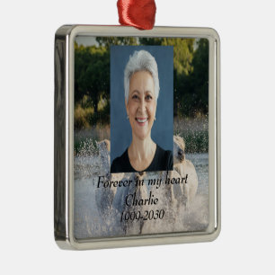 Custom Photo Memorial Keepsake Forever in my Heart Metal Ornament