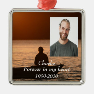 Custom Photo Memorial Keepsake Forever in my Heart Metal Ornament