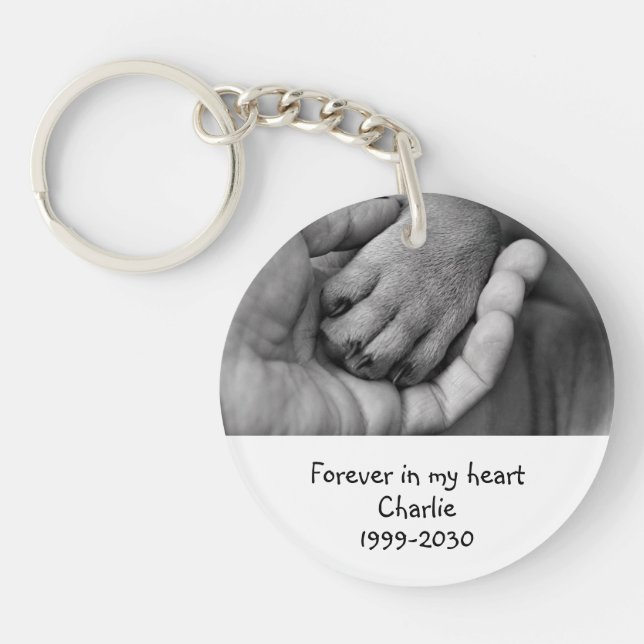 Custom Photo Memorial Keepsake Pet Dog  Keychain (Front)