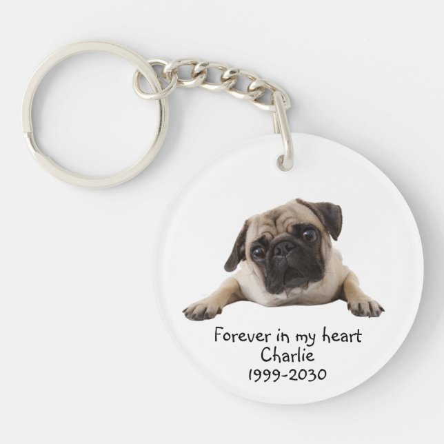 Custom Photo Memorial Keepsake Pet Dog  Keychain (Front)