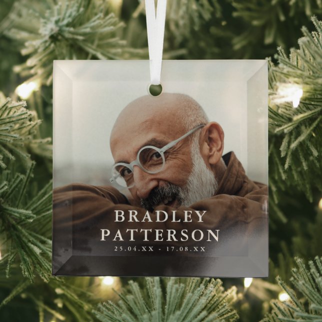 Custom Photo Memorial Tribute Christmas  Glass Ornament (Insitu)