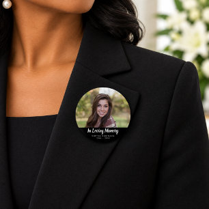 Custom Photo Memorial Tribute Funeral 1 Inch Round Button