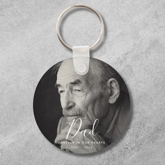 Custom Photo Memorial Tribute Keepsake  Keychain (Dad Photo Memorial Keychain)