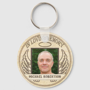 Custom Photo Memorial Wood Look Keychain