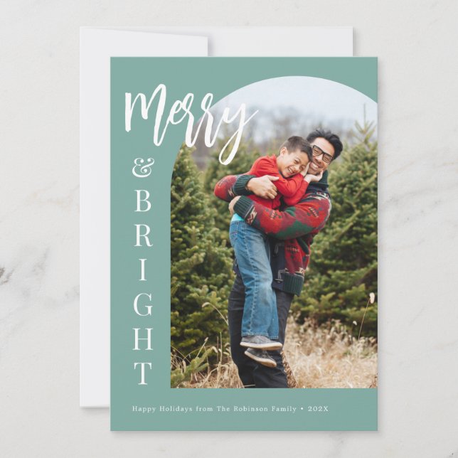 custom photo merry and bright christmas card (Front)