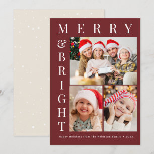 custom photo merry bright christmas holiday card