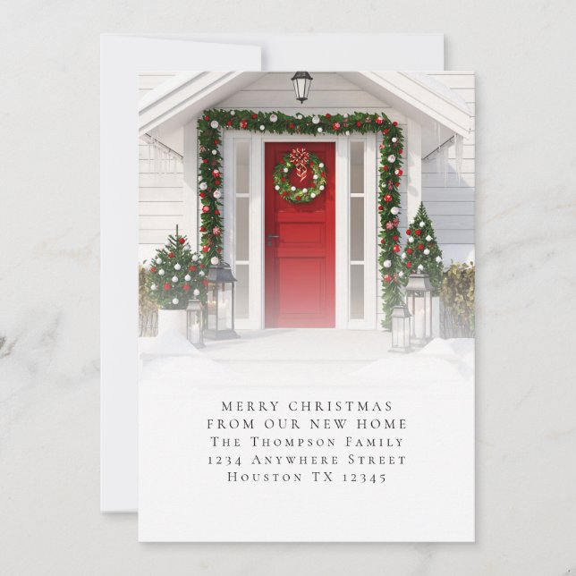Custom Photo Merry Christmas New Home Announcement (Front)