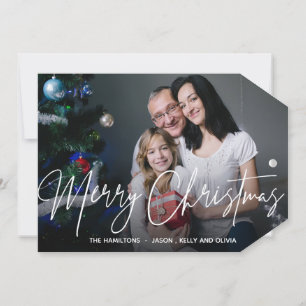Custom Photo   Merry Christmas Tag Holiday Card