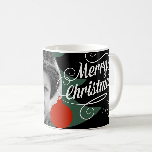 Custom Photo Merry Christmas with Name Coffee Mug (Front Right)