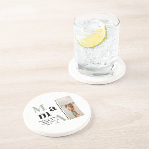 Custom Photo & Message Sandstone Coaster for Mama