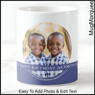 Custom Photo & Message White & Blue C49 Memory Coffee Mug