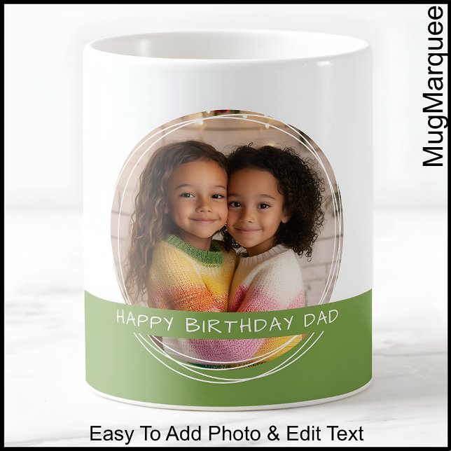 Custom Photo & Message White & Green C111 Memory Coffee Mug (Creator Uploaded)