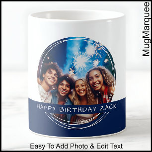 Custom Photo & Message White & Navy C41 Memory Coffee Mug