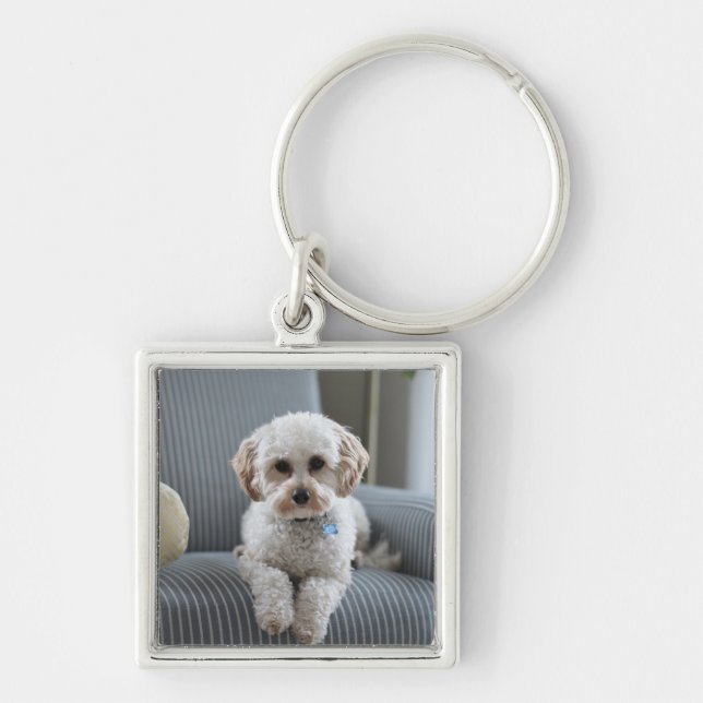  Custom Photo Metal Square Charm Keychain (Front)