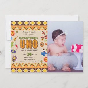 Custom photo Mexican theme girl first birthday  Invitation