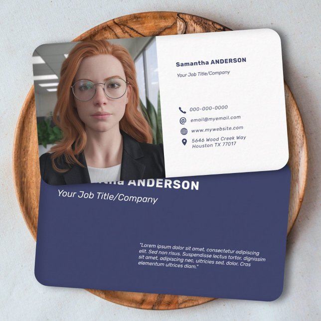 Custom Photo - Minimalist Blue Business Card (Custom Photo - Minimalist Blue Business Card)