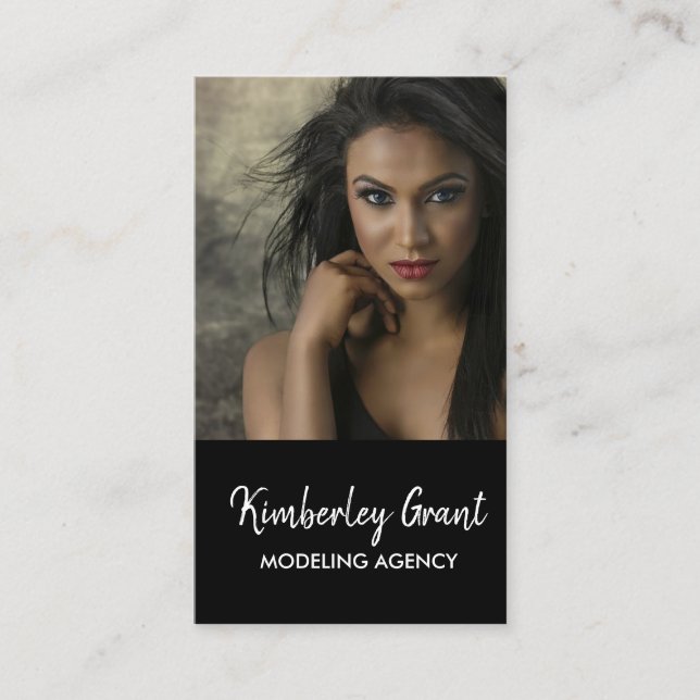 Custom photo modelling black business card (Front)