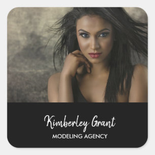 Custom photo modelling black square sticker