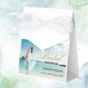 Custom Photo Modern Beach Wedding  Favor Box