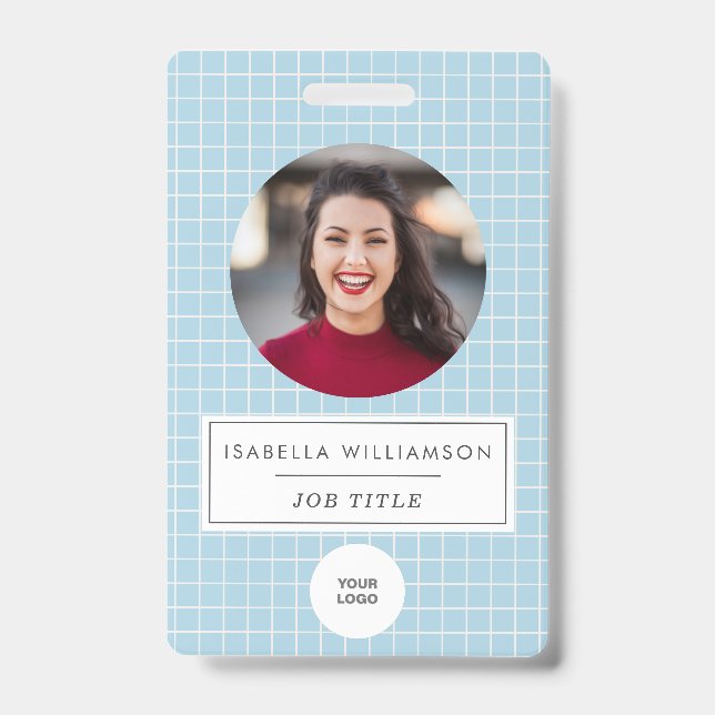 Custom Photo Modern Blue Professional Creative Badge (Front)