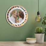 Custom Photo Modern Colourful Personalized Clock<br><div class="desc">Custom Photo Modern Colourful Personalized Clock features a colourful modern geometric pattern with your favourite photo in the centre. PHOTO TIP: centre your photo prior to uploading to Zazzle. Designed by Evco Studio www.zazzle.com/store/evcostudio</div>