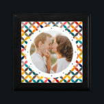 Custom Photo Modern Colourful Personalized Gift Box<br><div class="desc">Custom Photo Modern Colourful Personalized Gift Box features a colourful modern geometric pattern with your favourite photo in the centre. PHOTO TIP: centre your photo prior to uploading to Zazzle. Designed by Evco Studio www.zazzle.com/store/evcostudio</div>