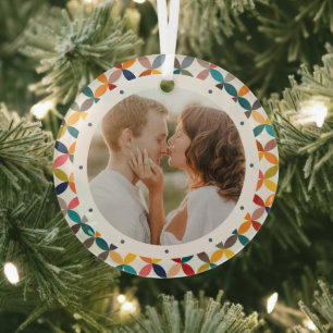 Custom Photo Modern Colourful Personalized Glass Ornament