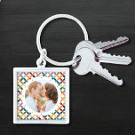 Custom Photo Modern Colourful Personalized Keychain<br><div class="desc">Custom Photo Modern Colourful Personalized Keychain features a colourful modern geometric pattern with your favourite photo in the centre. PHOTO TIP: centre your photo prior to uploading to Zazzle. Perfect as a gift for mom,  dad,  grandparents,  friends,  family and more. Designed by Evco Studio www.zazzle.com/store/evcostudio</div>