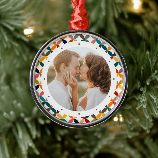 Custom Photo Modern Colourful Personalized Metal Ornament (Tree)